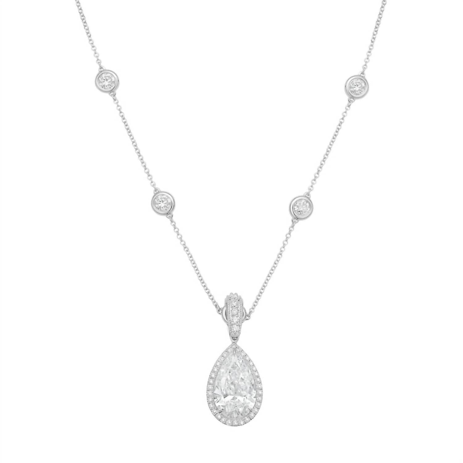 Diana M Jewels - Women's Pear & Round Lab-Grown Diamond Pendant Necklace (2.00 Ct) - Classic