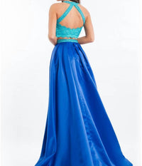 Rachel Allan - Two-piece Lace Prom Dress With Matte Satin Overskirt