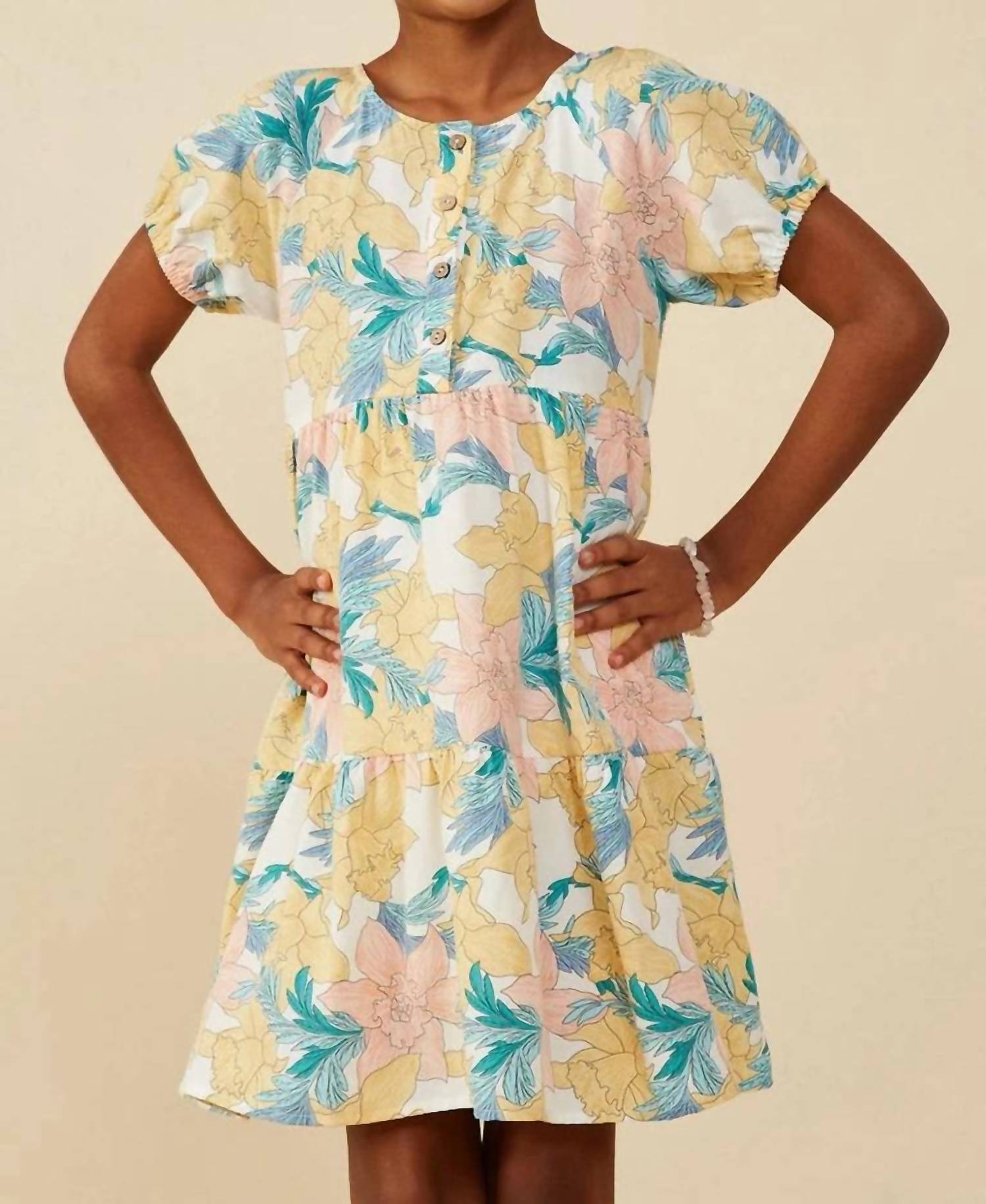 Hayden La - Girls Pastel Button Detail Dress