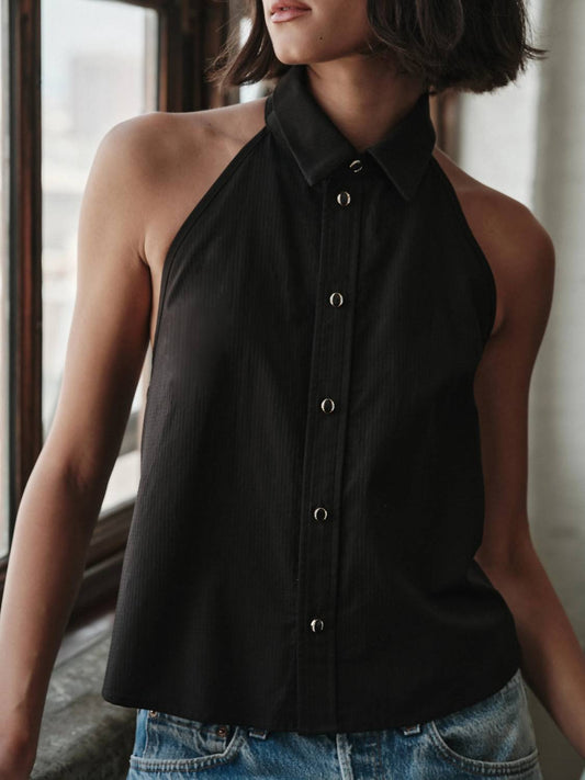 Cissa - Collared Neck Halter Neck Vest Top