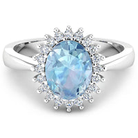 Diana M Jewels - Women's Oval Natural Aquamarine Fashion Ring (1.24 Ct) - Petite