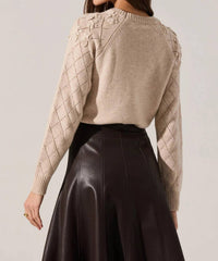ASTR Florine Sweater in oatmeal - women's sweater - detail view