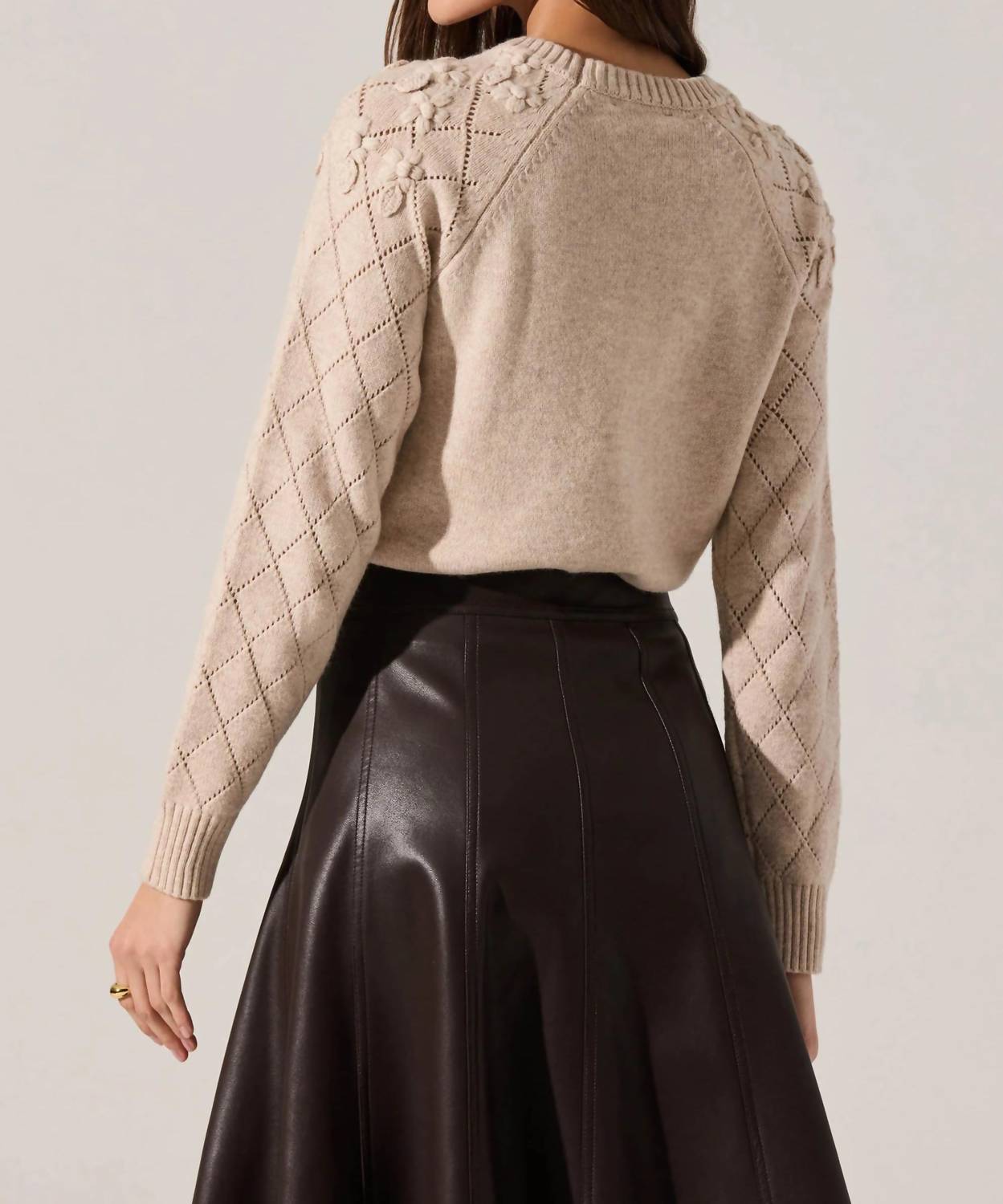ASTR Florine Sweater in oatmeal - women's sweater - detail view