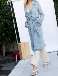 Davi & Dani - Tencel Denim Garment Washed Trench Coat