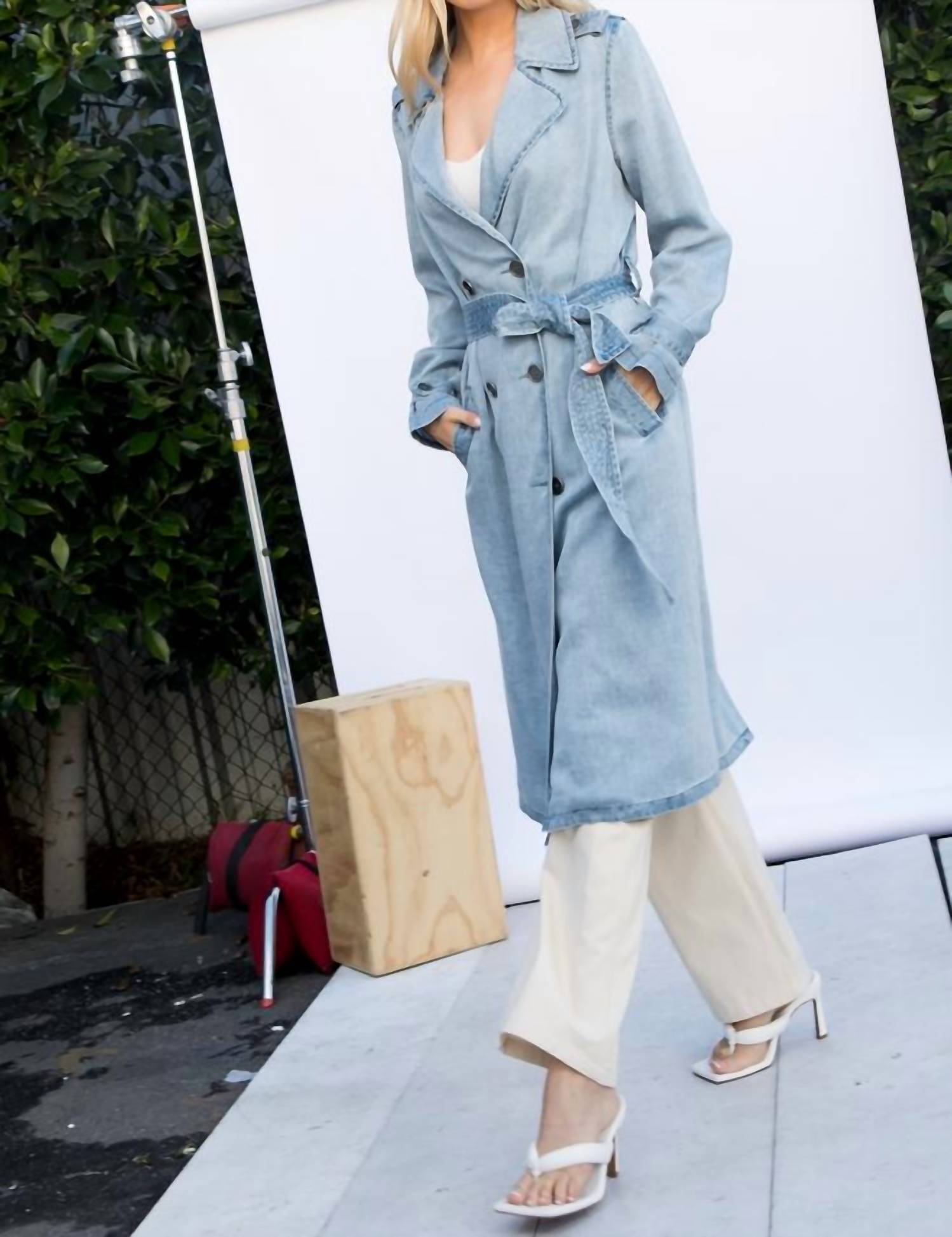 Davi & Dani - Tencel Denim Garment Washed Trench Coat