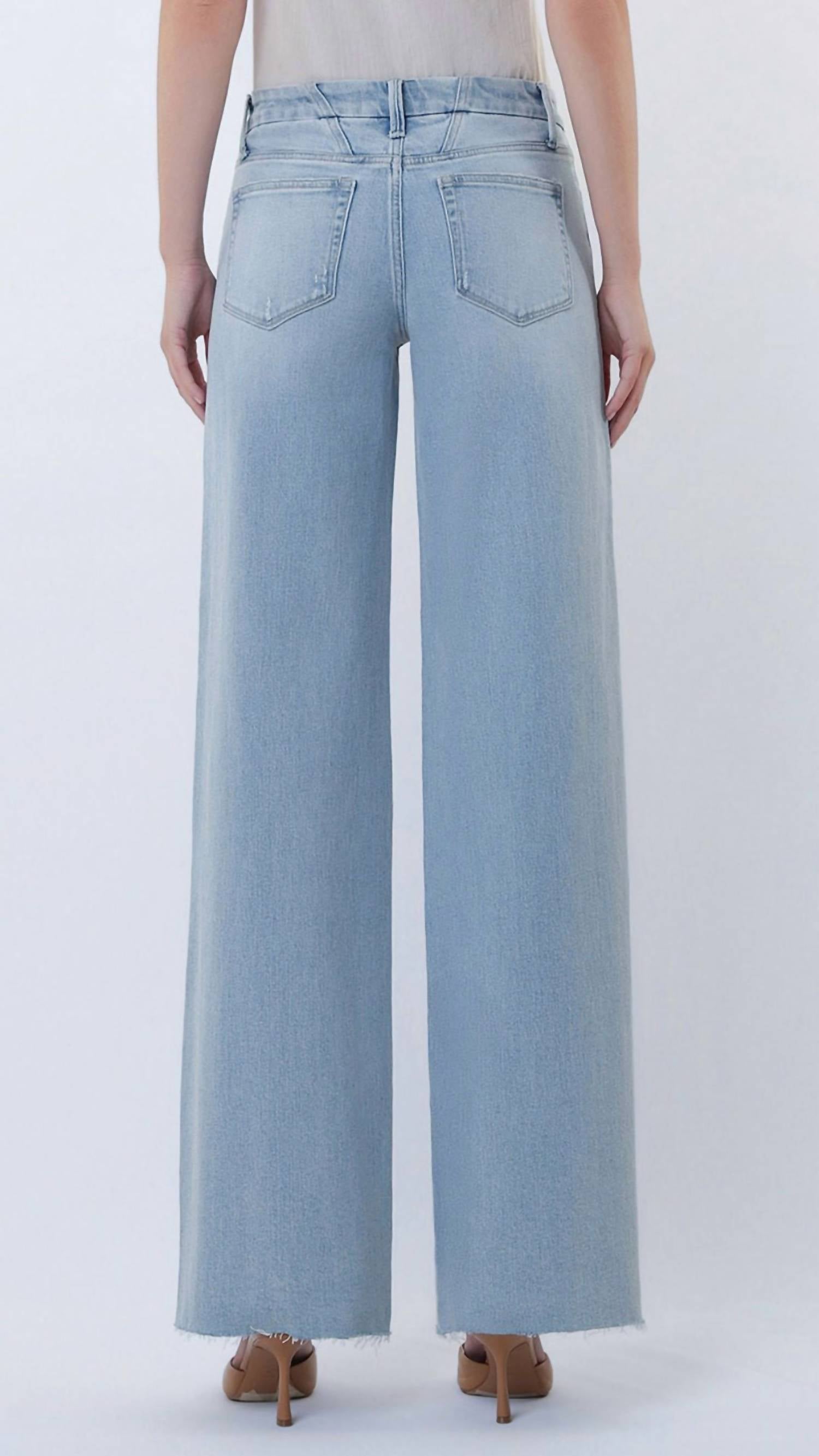 Vervet By Flying Monkey - Mid Rise Clean Cut Raw Hem Wide Leg Jeans