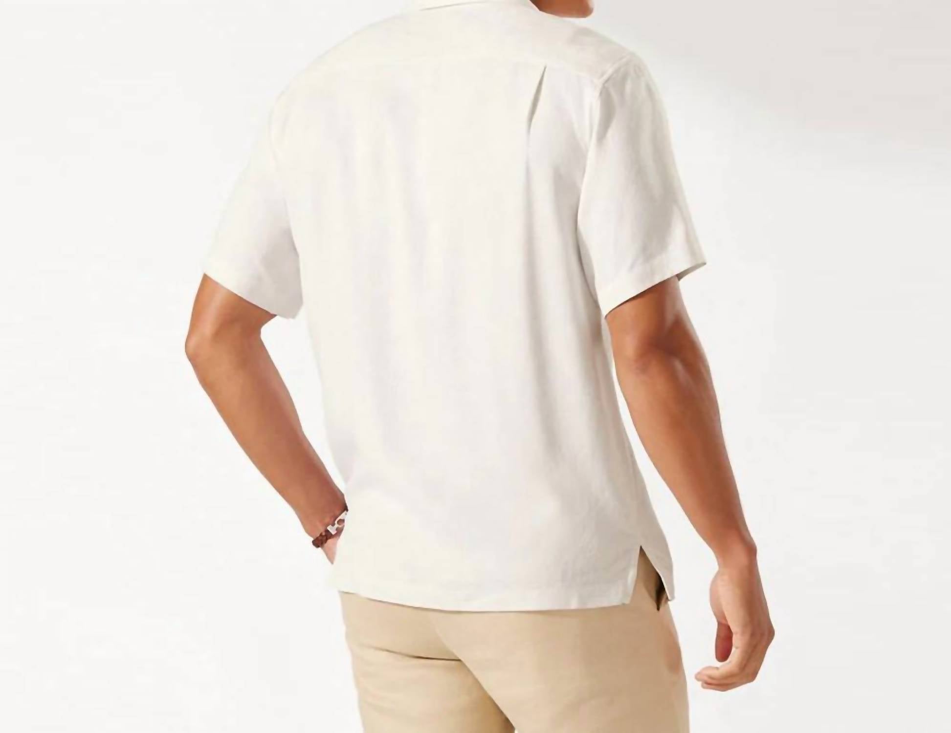 TOMMY BAHAMA Tropic Isles Silk Camp Shirt in continental - men's t-shirt - detail view