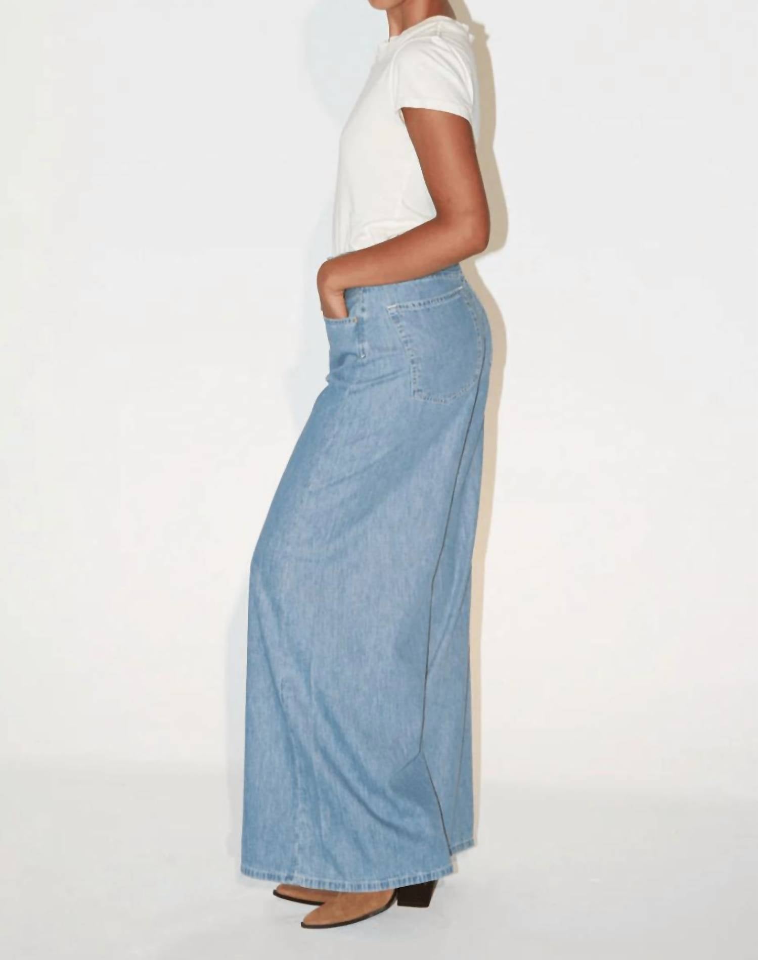 ETICA Lauren Wide Leg Pant in blue sky - women's pants - detail view