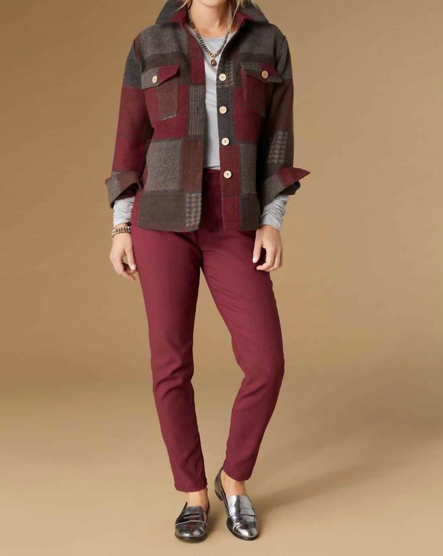 COCO + CARMEN Cloud 9ine Skinny Pant in burgundy - women's pants - alternate view