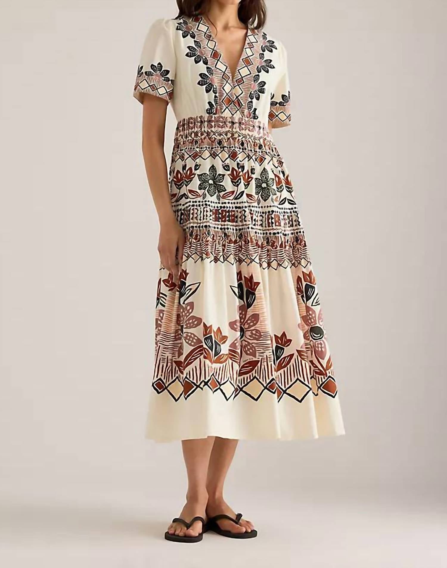 Farm Rio - Anika Short-sleeve Midi Dress