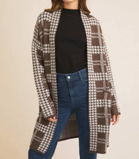 Gilli - Houndstooth Open-front Cardigan