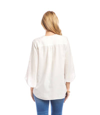 Karen Kane - Bracelet Sleeve Embroidered Asymmetric Top