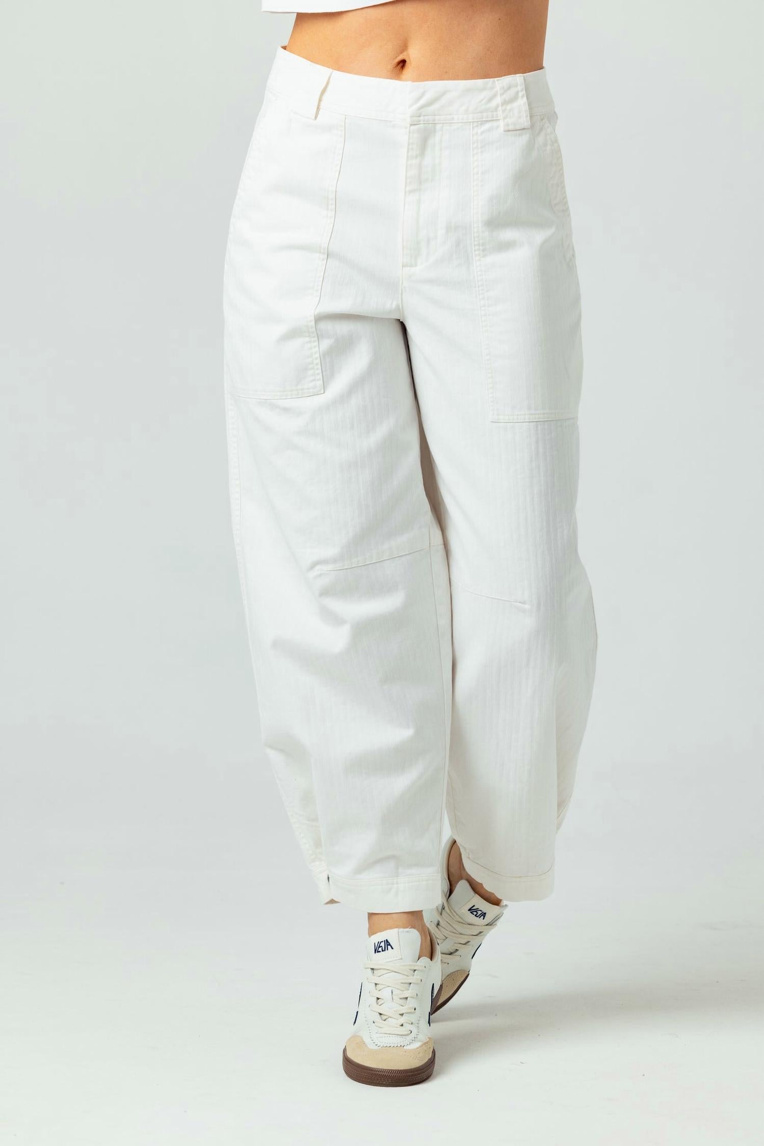 sundays Twill Sawyer Wide Leg Pants in bone - women's pants - detail view