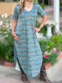 Sterling Kreek Buffalo Maxi Dress in blue - women's dress - detail view