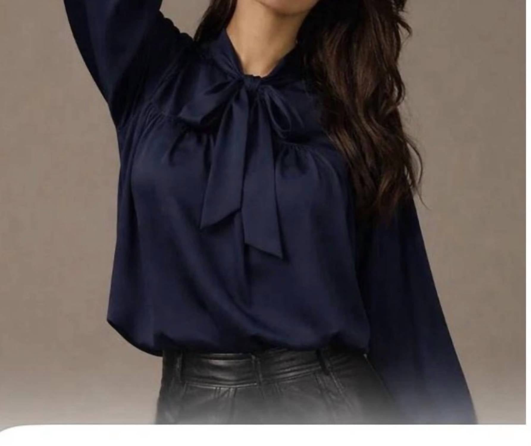 HUNTER BELL The Celeste Silk Voile Blouse in navy - women's blouse