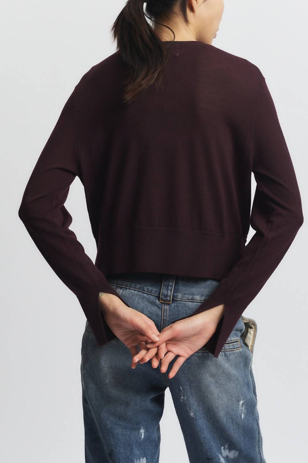 Saint Art Elodie Layered Crewneck Sweater in grape - women's sweater - alternate view