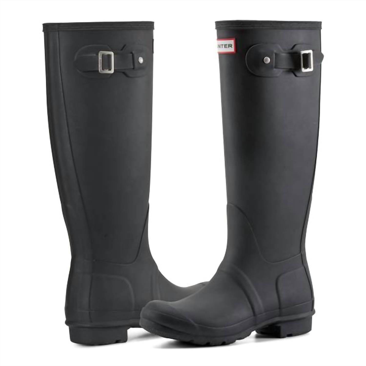 HUNTER Women's Original Waterproof Round Toe Buckle Tall Boots in black - women's shoe - view 7