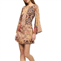 Misa Los Angeles Women's Twiggy Dress in surreal patchwork satin - women's dress - detail view