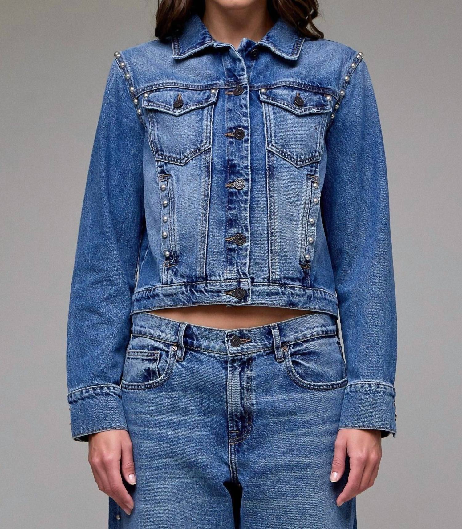 Hidden - Pearl Embellished Trucker Jacket