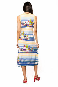 Queen Of Sparkles - Striped Sailboat Knit Tank Dress