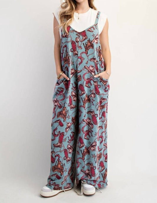 Easel - Western Print Soft Jumpsuit