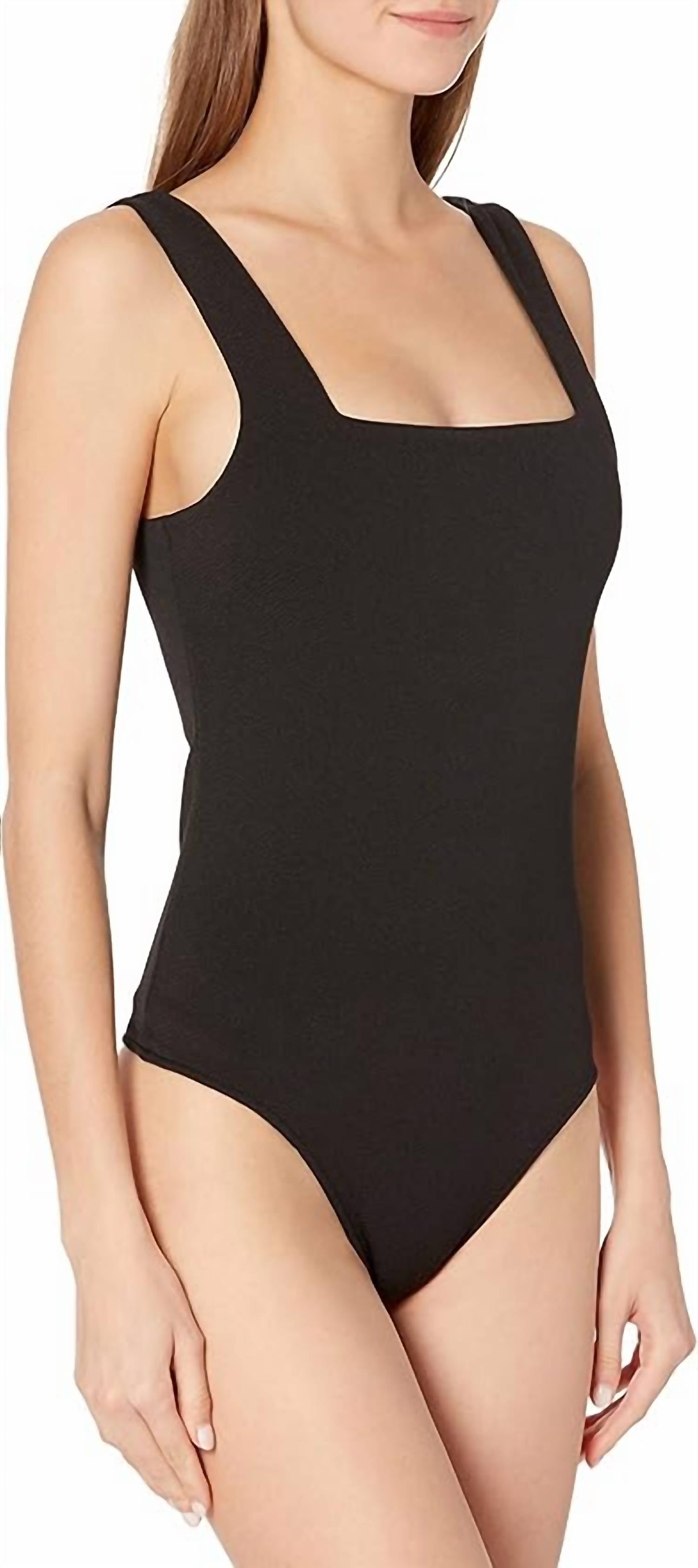 Mumu Apparel Dory Square Neck Bodysuit in black - women's shirt - alternate view