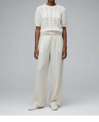 DÔEN Monica Short Sleeve Sweater in swan - women's sweater - detail view