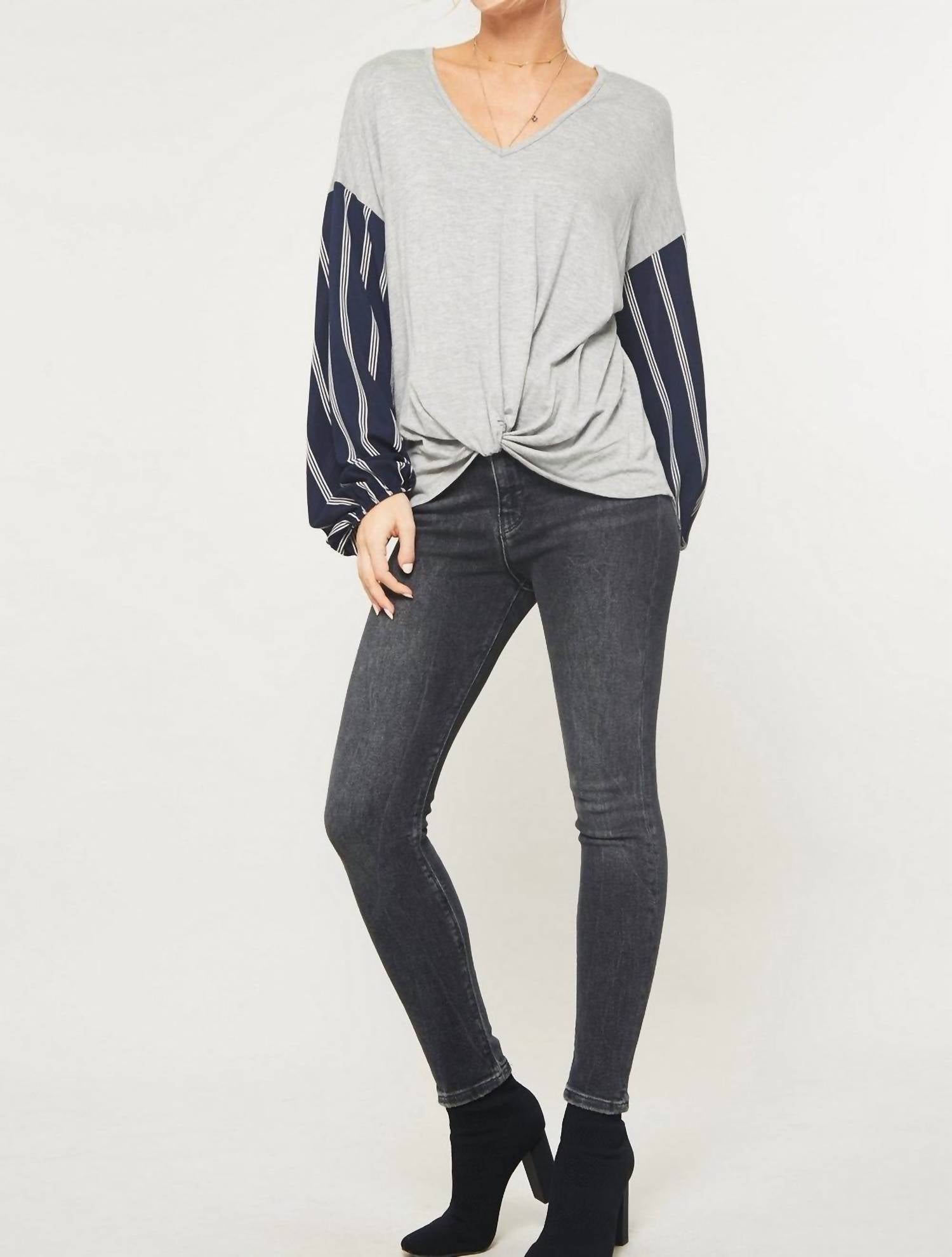 Promesa - Sunday Funday Stripe Print Sleeve Top