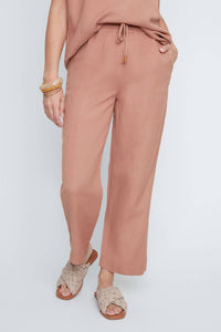Renuar Blush Breeze Linen Cropped Pants in mocha - women's pants