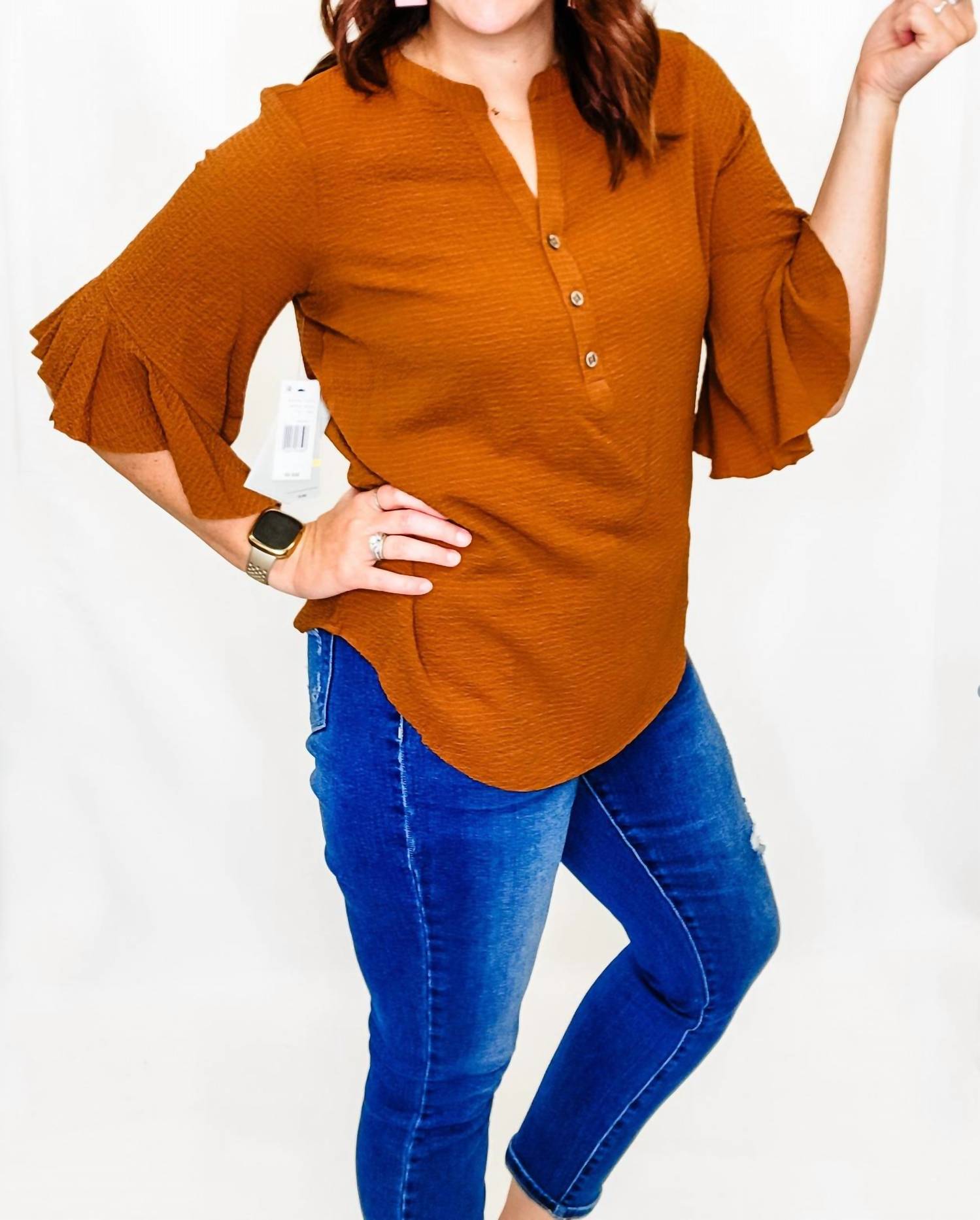 Multiples - Three Quarter Ruffle Sleeve Top