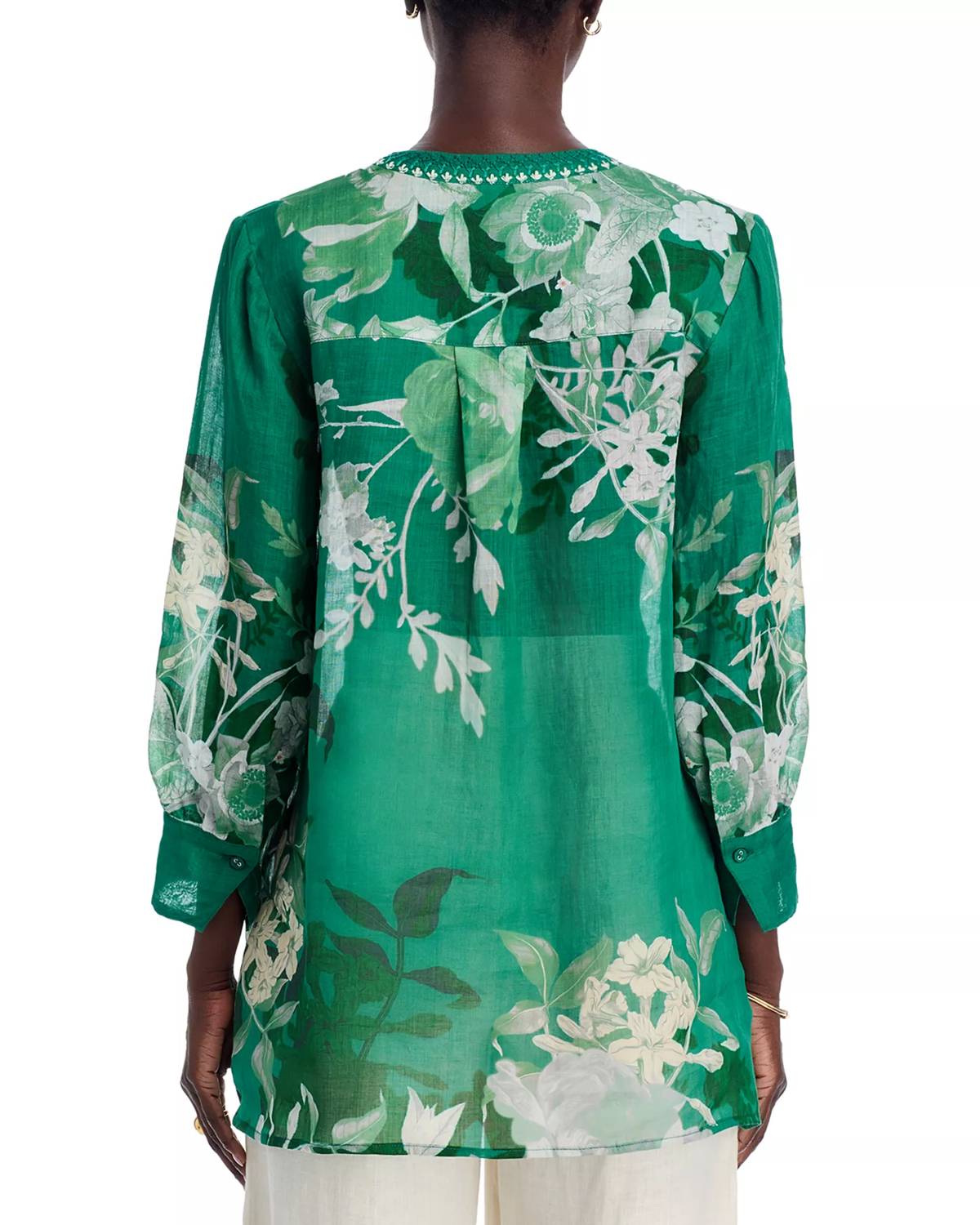 Johnny Was Henley Voyager Tunic in ezze - women's shirt - detail view