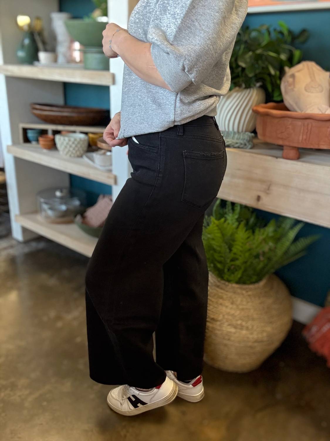 Flying Monkey - High Rise Raw Crop Wide Leg Jean