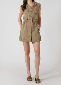 Dex Utility Drawstring Waist Mini Dress in mushroom - women's dress