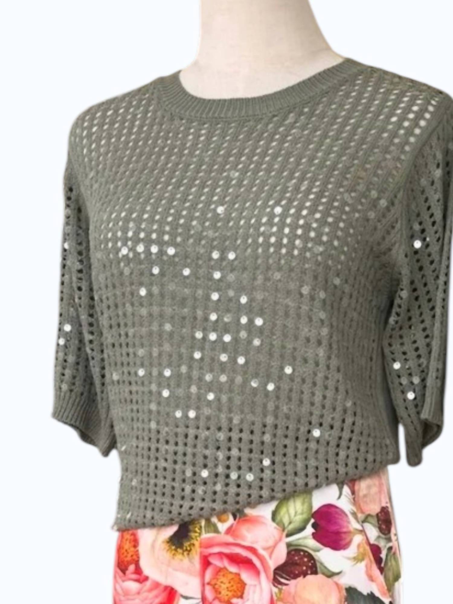 ASTRID Women's Abigail Knit Top in green - women's t-shirt