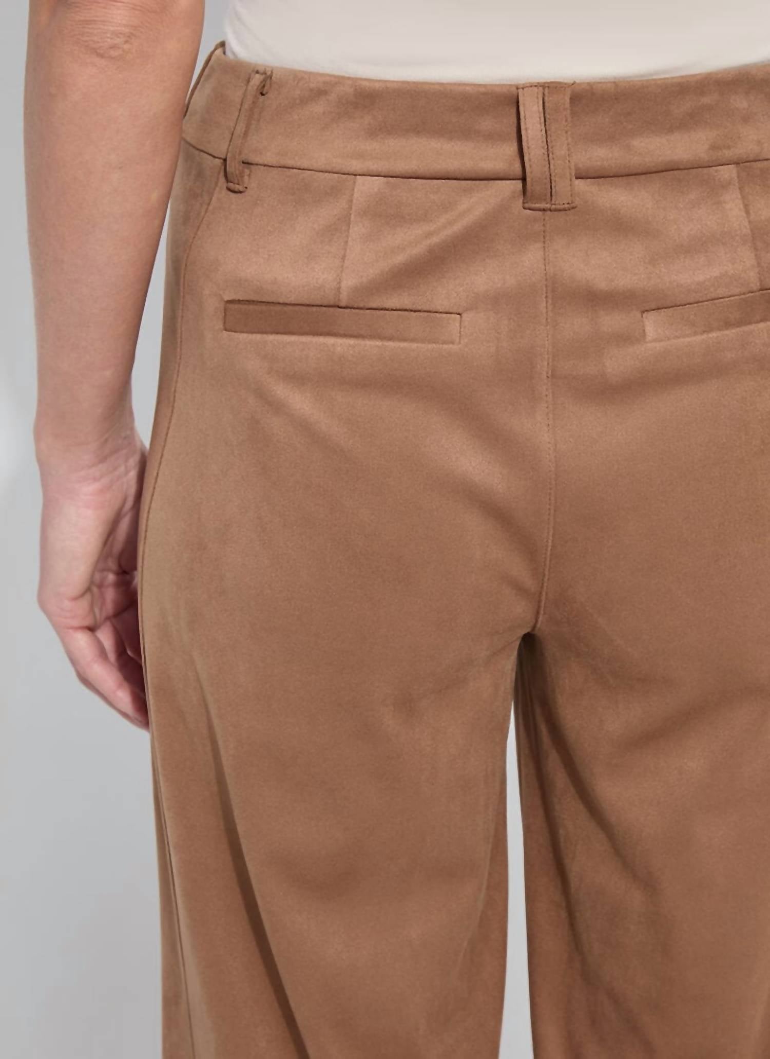 Lysse Vionette Vegan Suede Wide Leg Trouser Pants in camel - women's pants - view 5