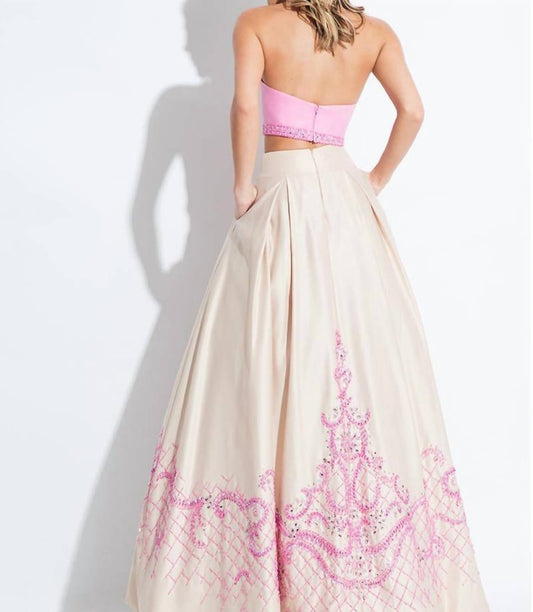 Rachel Allan - Two-piece Strapless Mikado Prom Gown