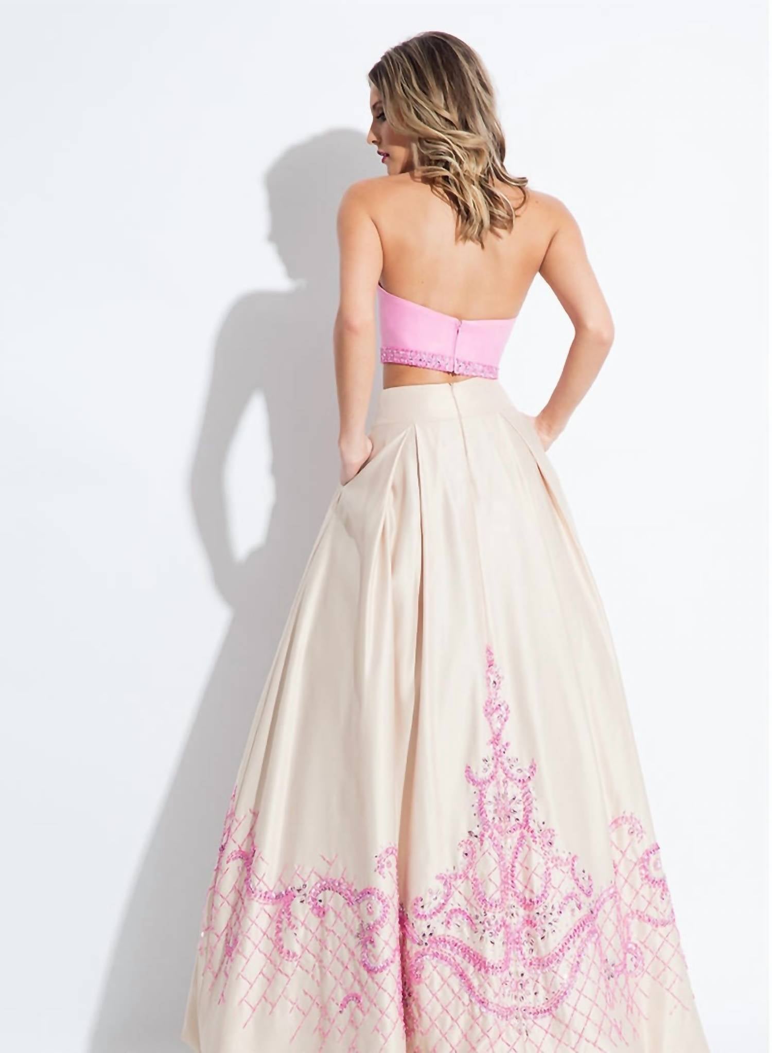 Rachel Allan - Two-piece Strapless Mikado Prom Gown