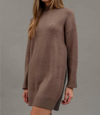 Blu Pepper - Mock Neck Colorblock Sweater Dress