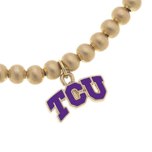 Canvas Style - Tcu Horned Frogs Ball Bead Stretch Bracelet