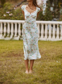 Astr - Makaela Puff Sleeve Satin Midi Dress