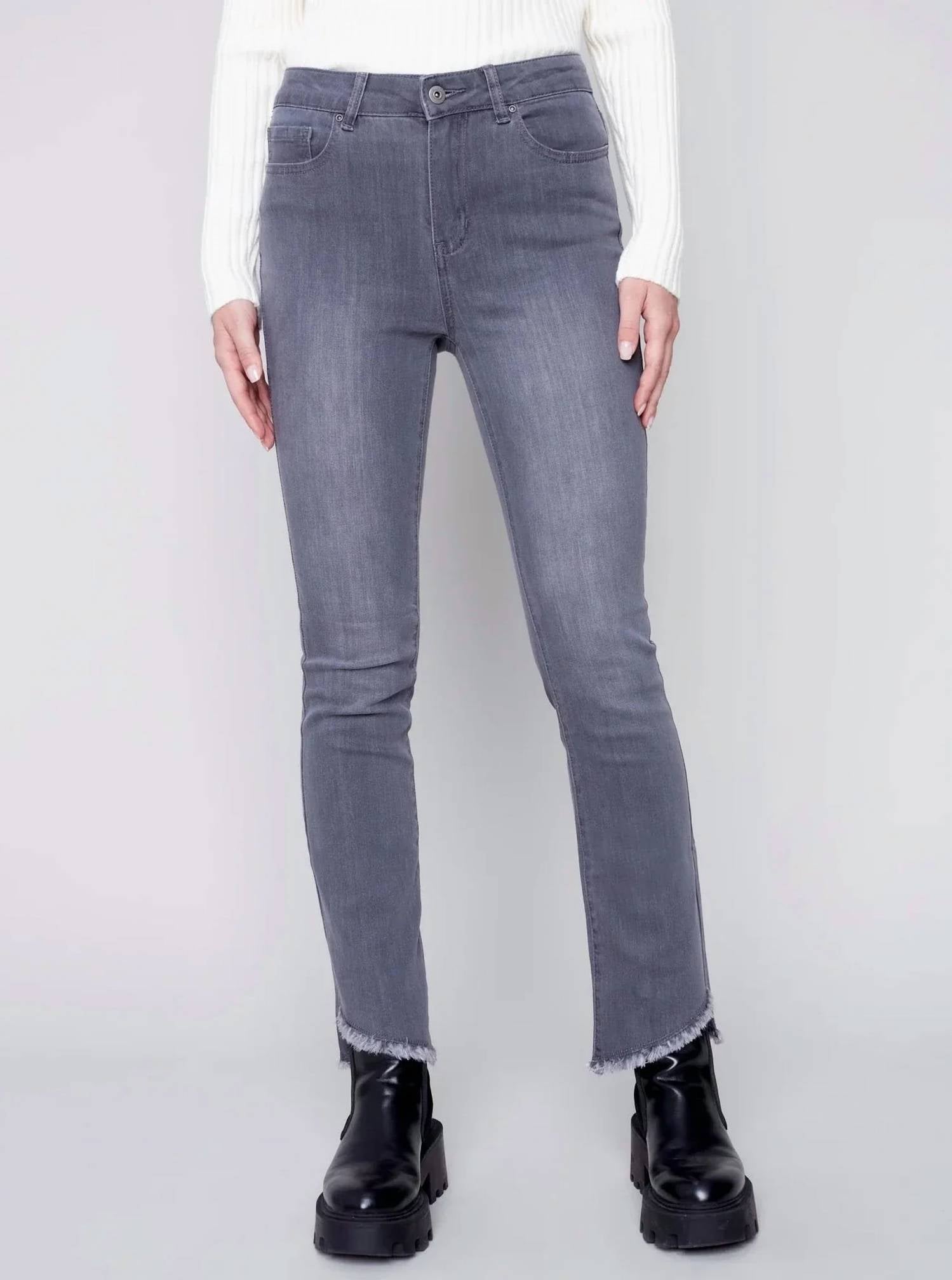 Charlie B - Asymmetrical Hem Bootcut Jean