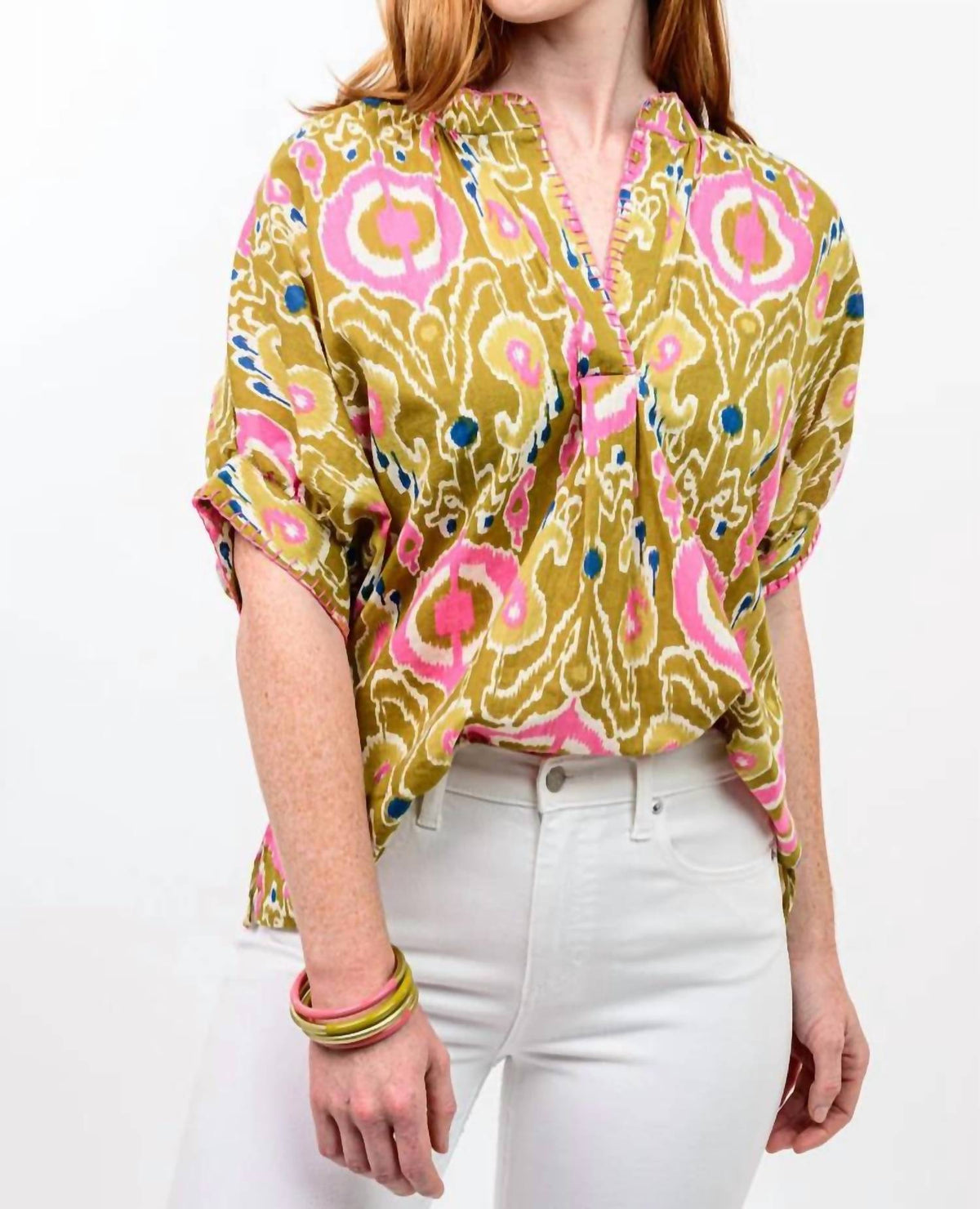 Ivy Jane - Ikat V-neck Popover Top
