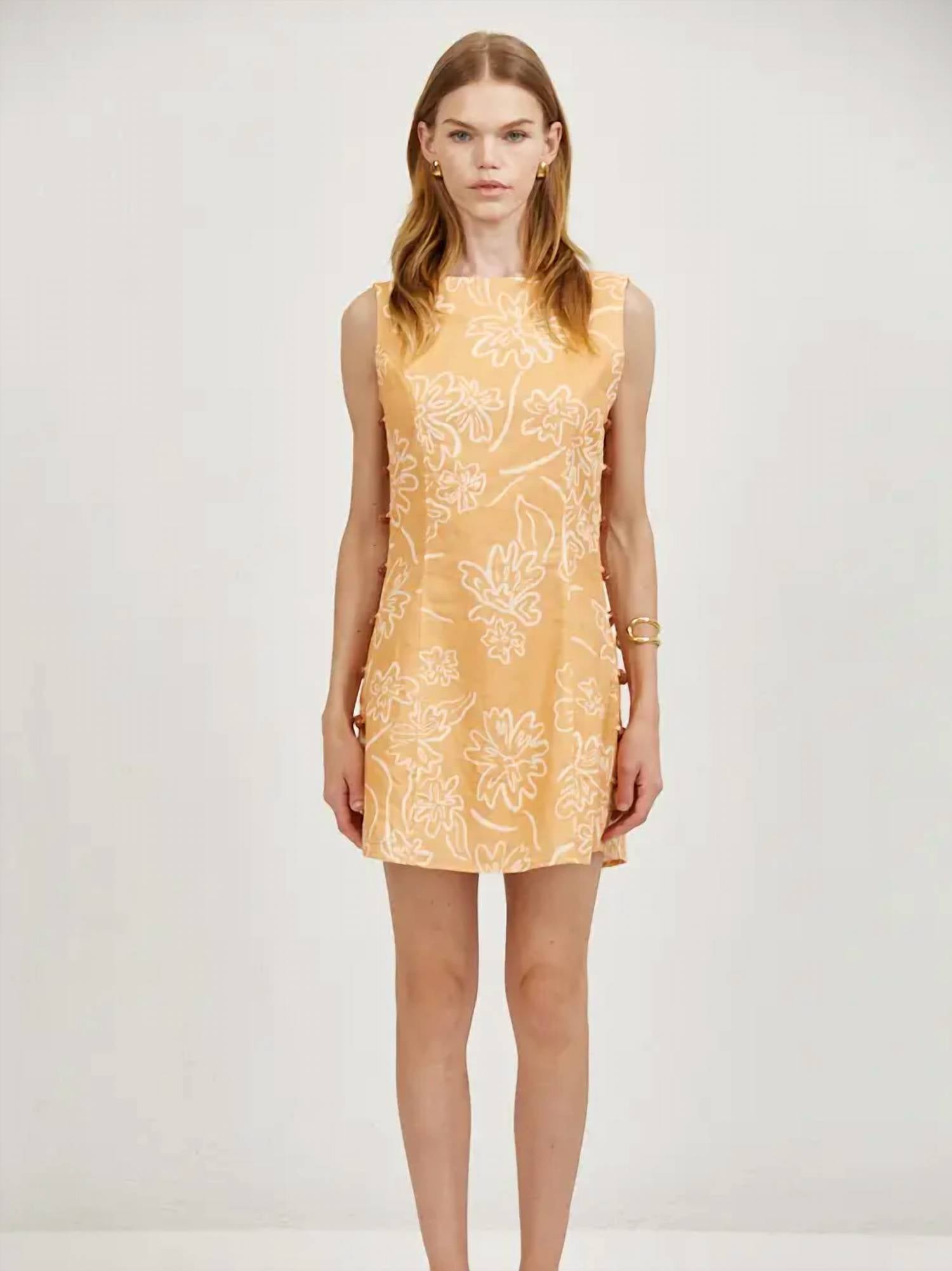 A.Ren - Linen Round Neck Sleeveless Mini Dress