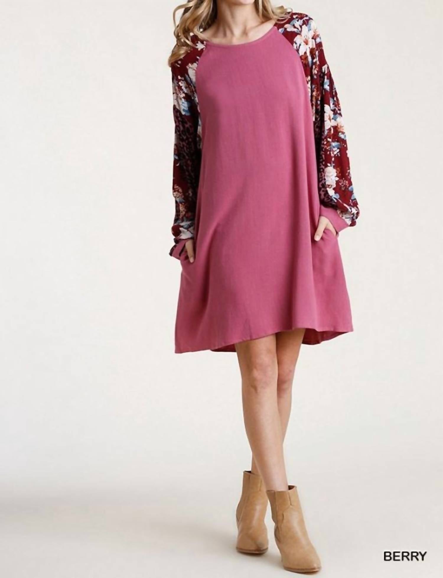 Umgee - Floral & Animal Pocket Dress