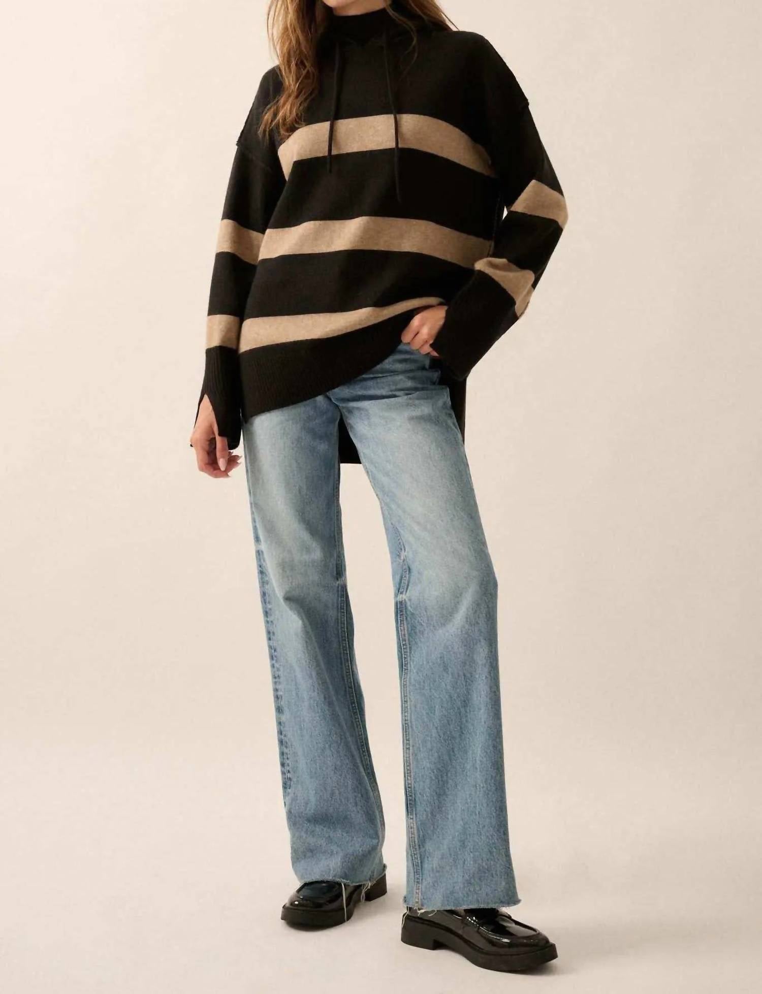 Promesa - Nantucket Sound Striped Mock-neck Hoodie