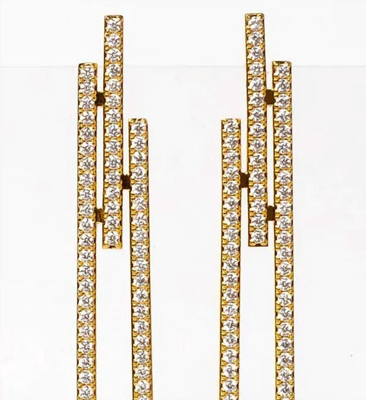 Hello Edie - Women's Triple Pave Bar Earrings