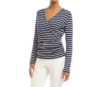 Karen Kane - Long Sleeve Side-shirred Crossover Top