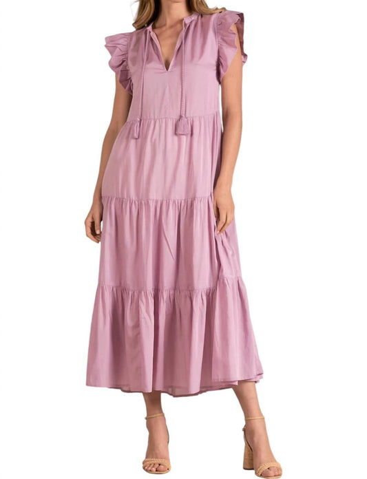 Elan - Ruffle Sleeves Maxi Dress