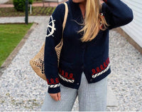 Pink Pineapple - Coastal Varsity Long Sleeve Cardigan