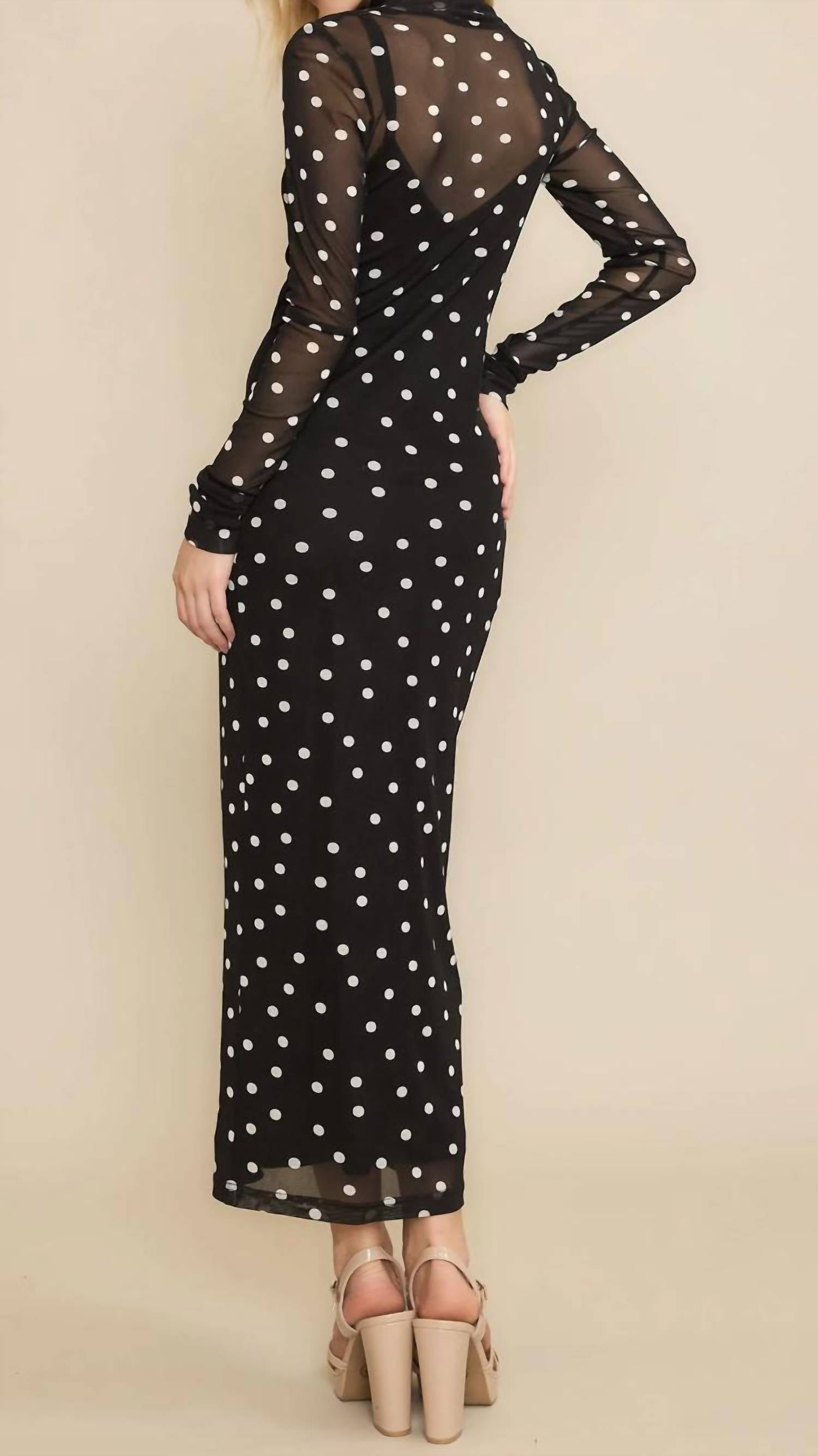 Sweet Generis - Polka Dot Mesh Maxi Dress